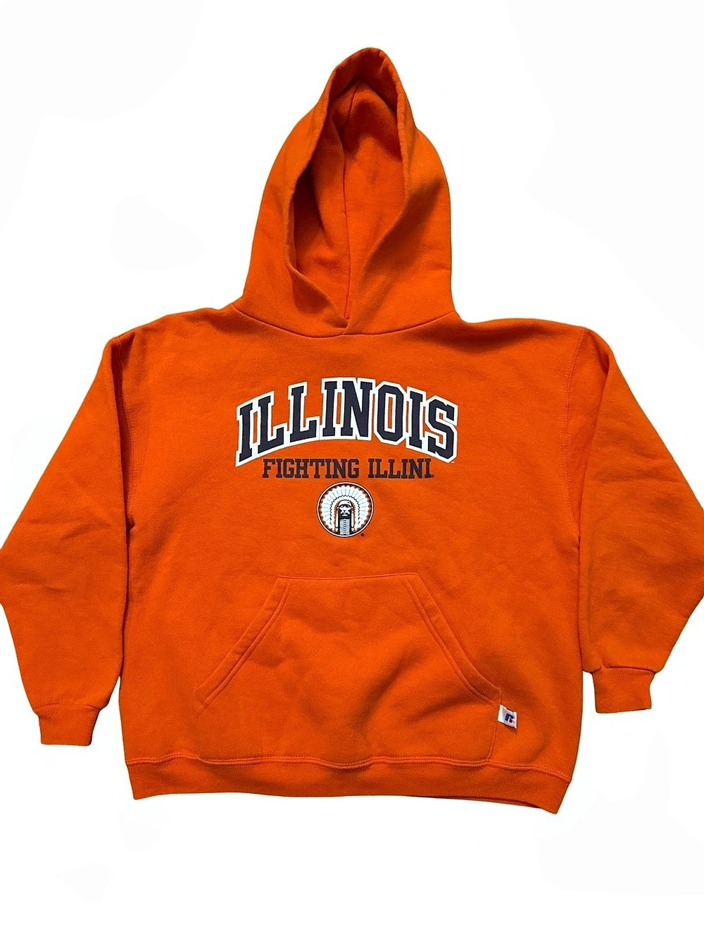 Vintage Russell Athletic Youth L Fighting Illini Hoodie Boys Illinois NCAA